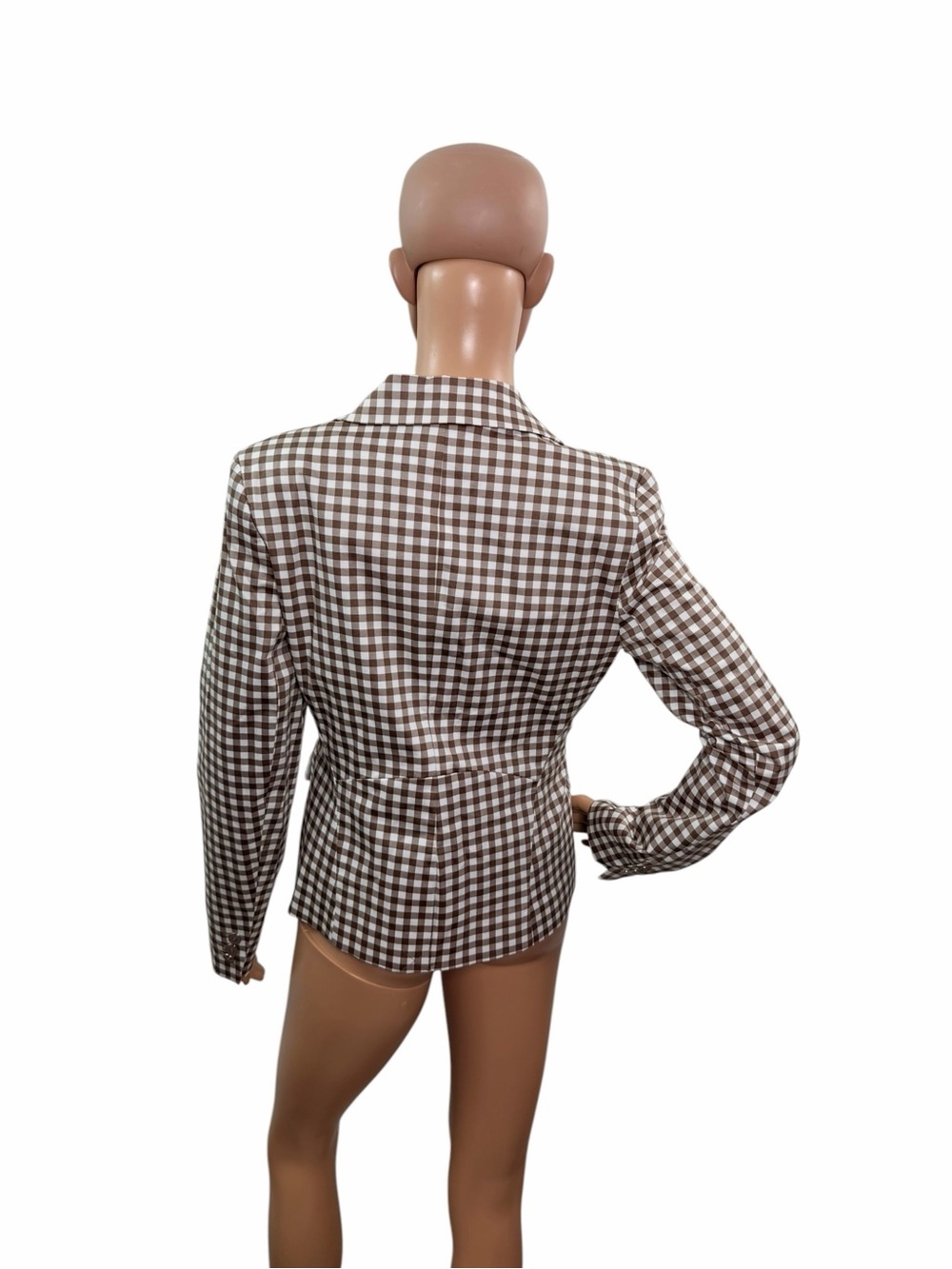 7th Avenue New York And Company Suit Collection Brown Beige Checkered Blazer - Picture 4 of 8